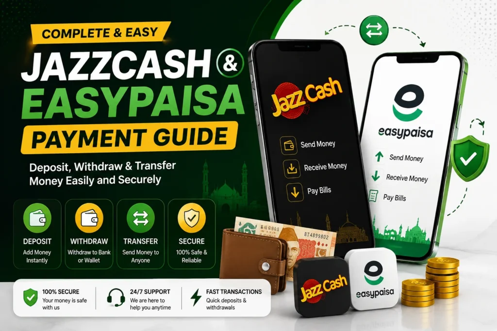 jazzcash and easypaisa deposit & withdrawal guide